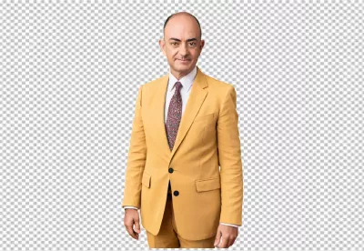 Confident Professional Man in Stylish Yellow Suit and Patterned Tie Portrait image