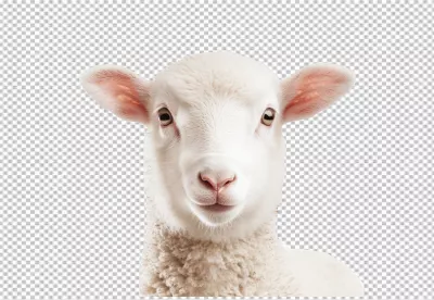 Adorable Baby Lamb Headshot Looking Forward with Soft White Fur image