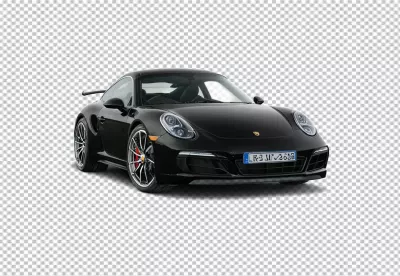 Front View of a Sleek Black Porsche 911 Turbo Sports Car Isolated image