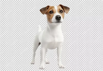 Cute Jack Russell Terrier Dog Standing Attentively High-Quality PNG for Design image