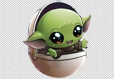 Adorable Green Alien Character Waving from Pod