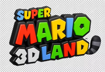 Vibrant 3D Super Mario 3D Land Logo with Tanooki Tail Graphic for Gaming image