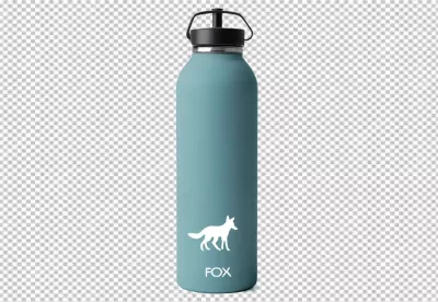 Stylish Teal Reusable Metal Water Bottle with Fox Logo for Daily Hydration image