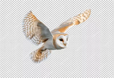Majestic Barn Owl in Graceful Flight High-Quality PNG for Creative Design image