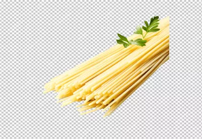 Raw Italian Spaghetti Pasta with Fresh Parsley Sprig Ready for Cooking image