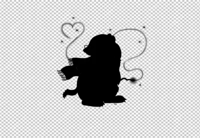 Whimsical Silhouette Creature with Glasses and Scarf Creating a Magical Heart with Stars image