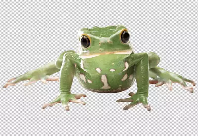 A green frog looking ob camara