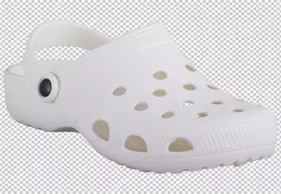 White Crocs on a white background Rubber shoes