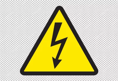 Warning sign for high voltage with a lightning bolt symbol