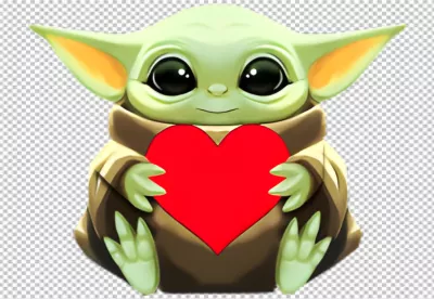 Adorable Grogu Character Holding Red Heart