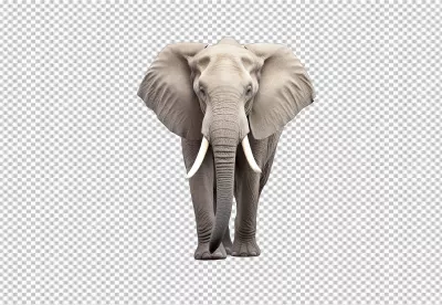Powerful African Elephant Standing Front View HD PNG for Wildlife Designs image