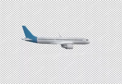 Modern Passenger Airplane with Blue Tail Isolated on Pristine White Background image