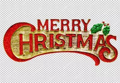 Merry Christmas text with transparent background