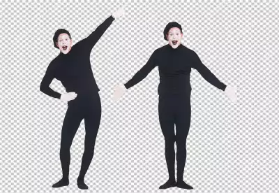 Clown character black dress tow boys