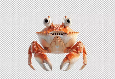 Funny Cartoon Crab with Big Eyes and Playful Expression image