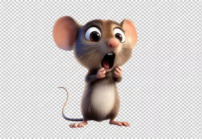 Cute Scared Cartoon Mouse Expressing Shock and Surprise Adorable Animal Character Design image