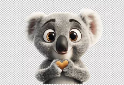 Adorable Koala Holding Golden Heart Cute Animal Illustration for Love Designs image