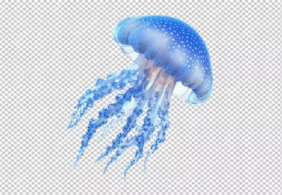 Realistic Blue Jellyfish PNG Cutout for Ocean and Marine Design Projects image