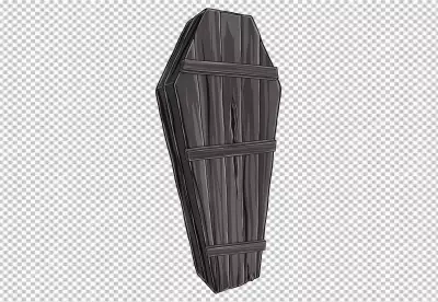 PNG Wooden coffin laying in isometric view