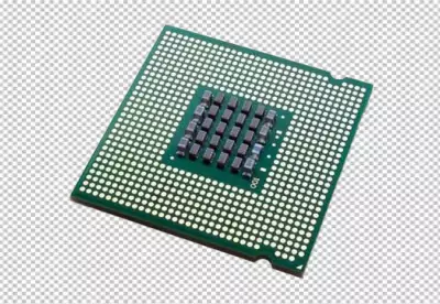 CPU computer microchips with AI isolate on transparency