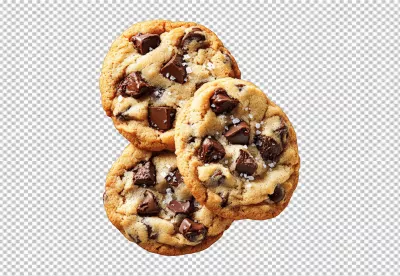 Delicious Chocolate Chip Cookies with Sea Salt Flakes Homemade Baking Snack PNG image