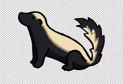 Adorable Cartoon Skunk Illustration with Distinctive Striped Fur Looking Up image