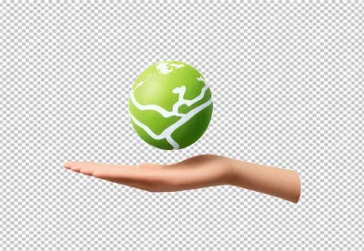 Human Hand Gently Holding a Floating Green Earth Globe for Global Responsibility image