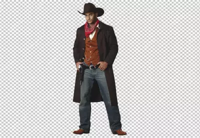 Boy Standing Like a Cowboy with Cowboy