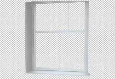 Elegant White Window Frame Isolated on Transparent Background for Architectural Projects image