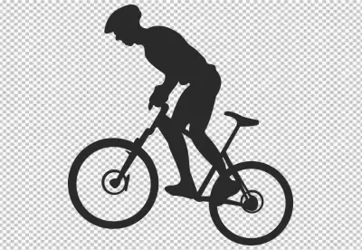 Male cyclist training with bicycle