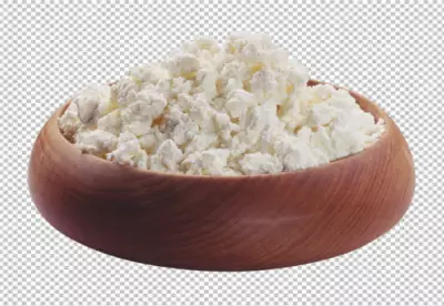 Cottage cheese front view full length isolate on transparency background PNG