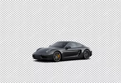Sleek Dark Grey Porsche Sports Coupe Isolated for Automotive Design image
