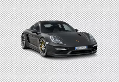 Sleek Dark Grey Porsche Sports Car Isolated on Pristine White Background image