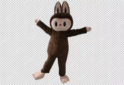 Cute Brown Fluffy Monster Character with Bunny Ears and Playful Grin image