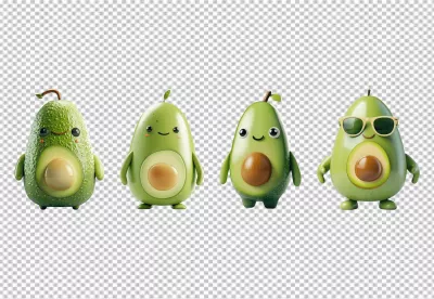 Adorable Cartoon Avocados with Happy Faces for Food Designs image