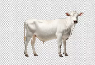 Beautiful White Calf Standing Majestically for Farm Animal Designs and Agricultural Projects image