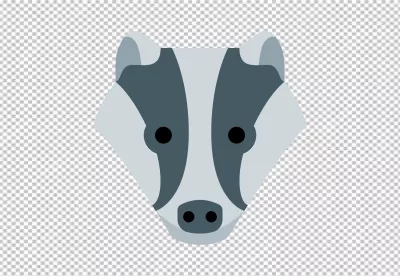 Flat Design Badger Head Illustration with Distinctive Stripes on Green Background image