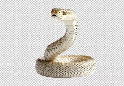 Realistic Light Brown Cobra Snake Coiled Head Raised High-Quality PNG Cutout image