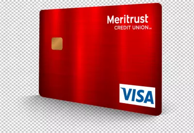 Red color credit card transparent BG