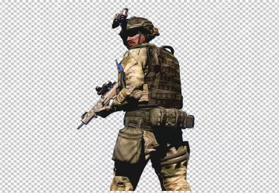 Tactical Soldier in Modern Camouflage Uniform with Rifle and Night Vision Goggles image