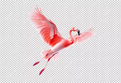 Vibrant Pink Flamingo Flying Gracefully PNG for Exotic Wildlife Designs image
