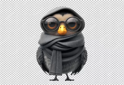 Cute Cartoon Owl Character Wearing Stylish Glasses and Cozy Hoodie Scarf image