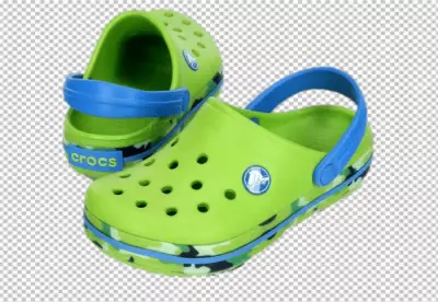Light Green Crocs on a white background Rubber shoes