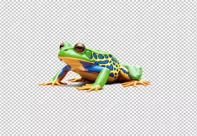 Exotic Tropical Frog with Vibrant Patterns and Striking Red Eyes image