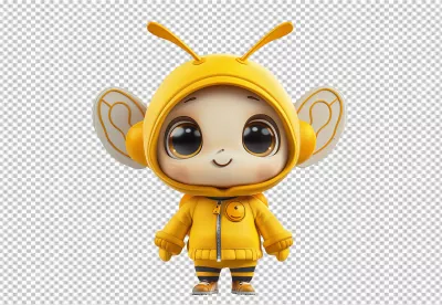 Adorable Chibi Bee Character Smiling with Vibrant Yellow Costume image