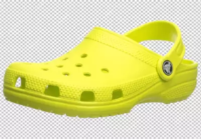 Close Up yellow rubber Crocs isolated
