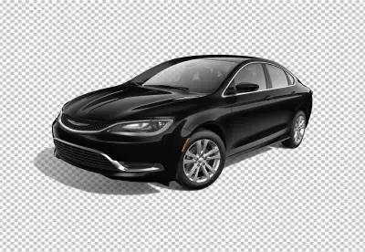 A dark black color Chrysler car isolated on transparent background 