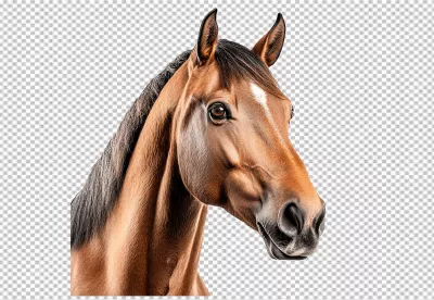Majestic Brown Horse Head Profile PNG Cutout for Elegant Designs image