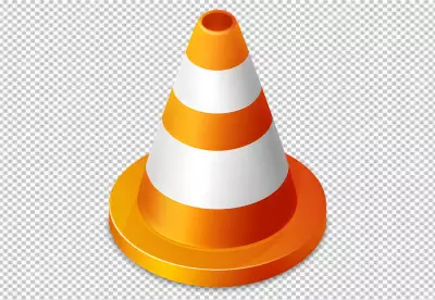 orange and white traffic cone on transparent background PNG