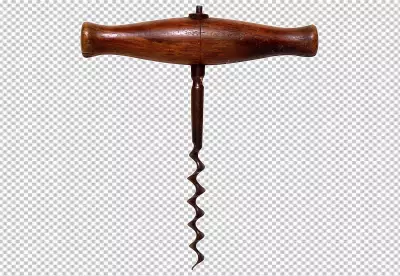 Corkscrew and wine cork isolated PNG